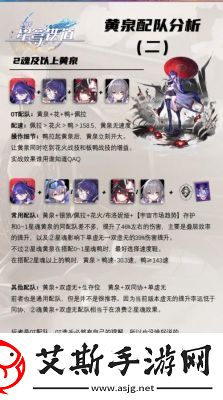 崩坏星穹铁道黄泉平民阵容搭配推荐