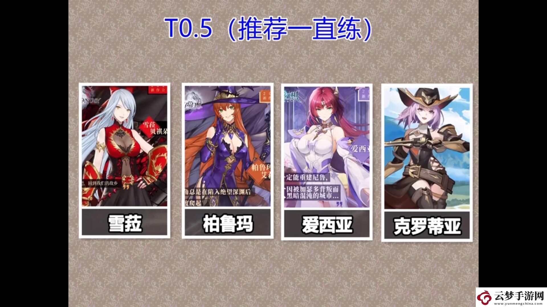 风色幻想命运传说T0角色有哪些