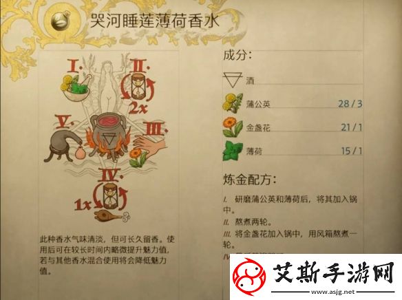天国拯救2哭河睡莲薄荷香水怎么制作哭河睡莲薄荷香水炼金配方一览
