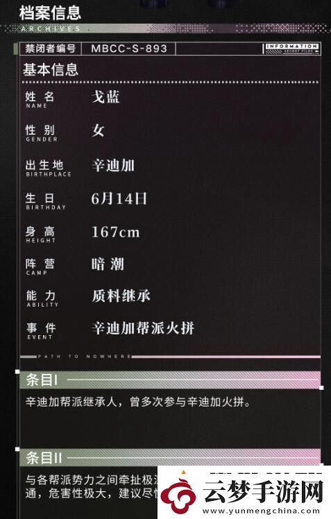 无期迷途禁闭者档案