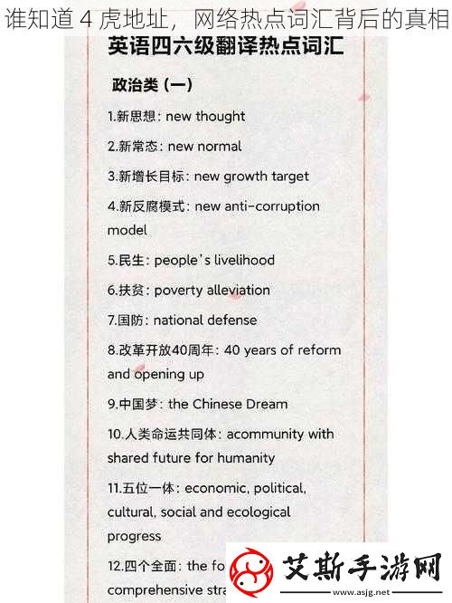 谁知道-4-虎地址-络热点词汇背后的真相
