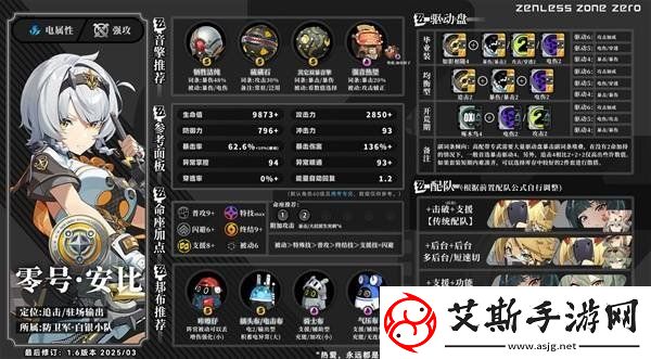 绝区零零号安比详细养成攻略零号安比出装配队推荐