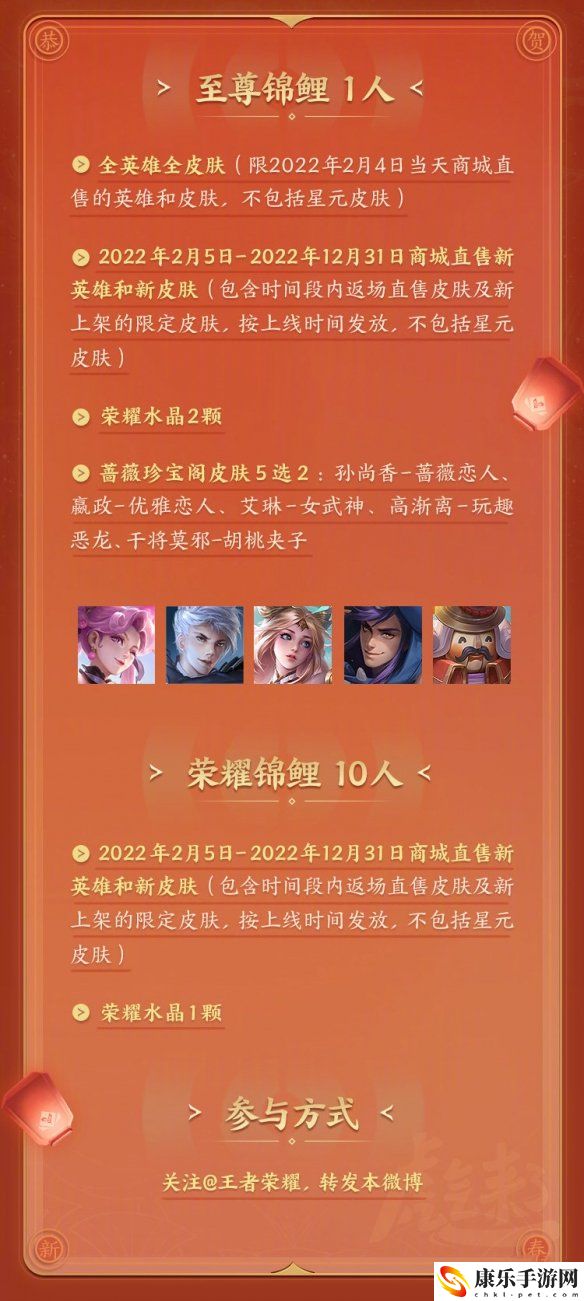 王者荣耀2022锦鲤活动奖励